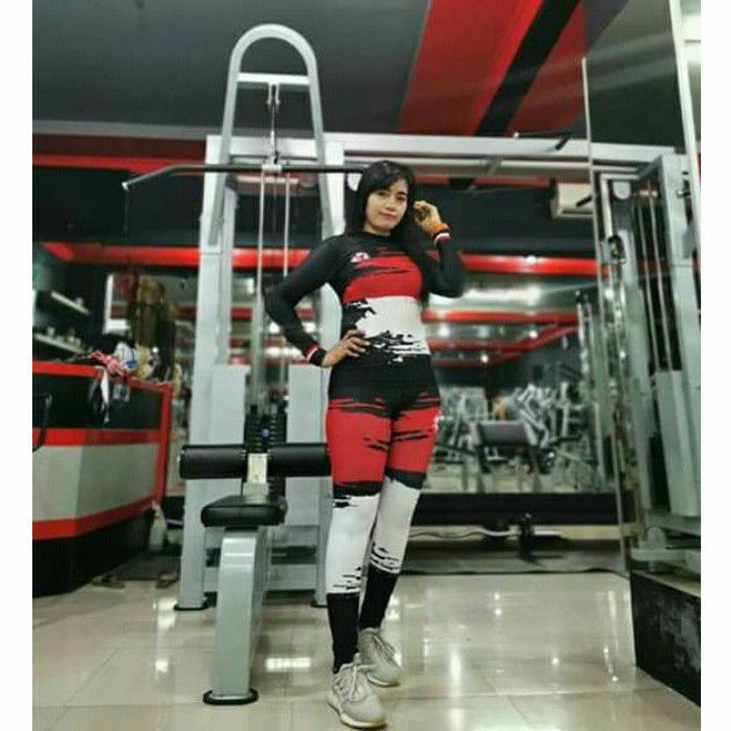 Baju Olahraga Wanita Sxb Sport Kemerdekaan 2020 Longsleeve Legging Senam Zumba Yoga Aerobic