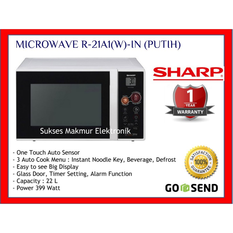 Jual Sharp Microwave Oven R-21A1(W)IN - Putih, 22 Lt, 399 Watt, Instant