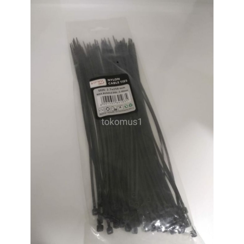 Kabel Ties Nylon Ukuran 10cm /15cm/25cm/30cm Harga 1 Pack isi 100 Pcs MURAH-HITAM