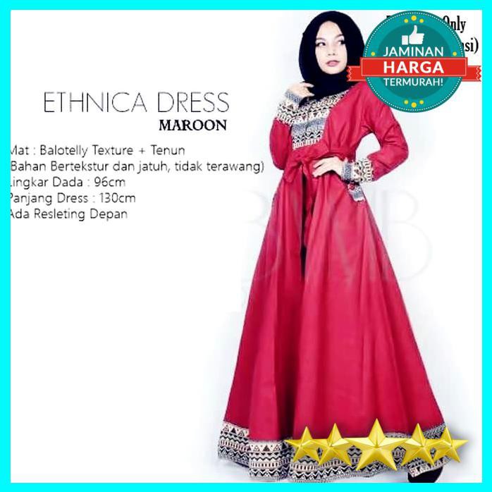 BAJU MUSLIM MAXI ETHNICA DRESS MAROON