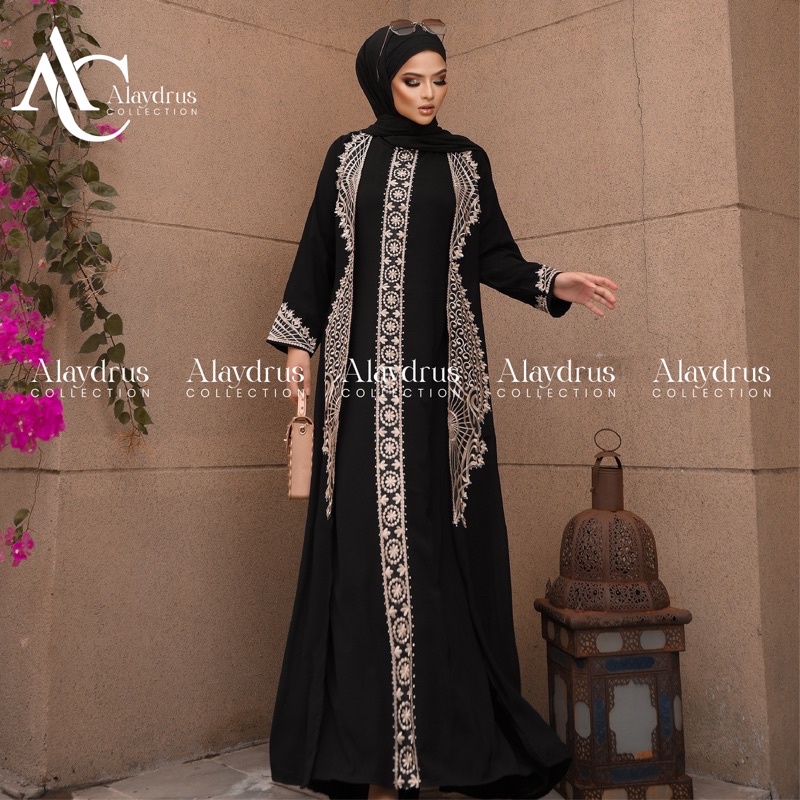 Abaya Baju Muslim Bordir Gamis Maxi Dress Arab Saudi Bordir Zephy Turki Umroh Dubai Turkey India 847