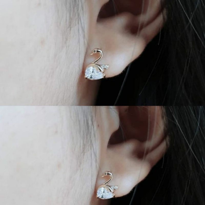 Anting Titanium Wanita Permata Anti Karat dan Anti Luntur