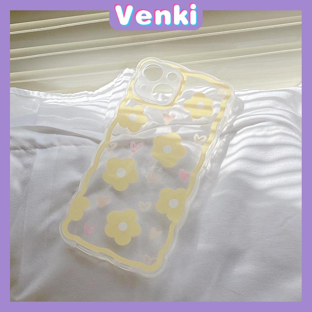 iPhone Case Silicone Soft Case Clear Case Wave Airbag Shockproof Camera Cover Protection Yellow Flower Compatible For iPhone 11 iPhone 13 Pro Max iPhone 12 Pro Max iPhone 7 Plus xr