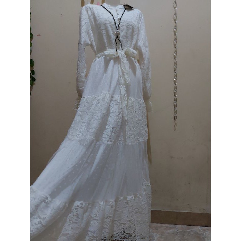 gamis extu/gamis extu premium/gamis brukat extu/gamis brukat putih