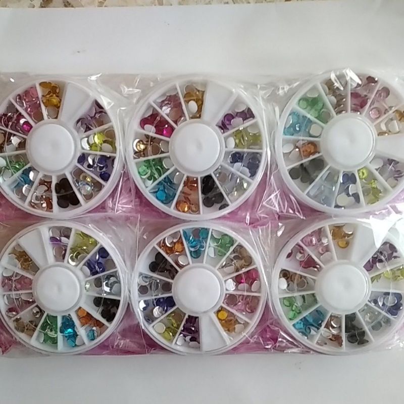 Manik-manik 12 warna diameter 5mm/Hiasan Nail Arts/Berlian Imitasi/DIY