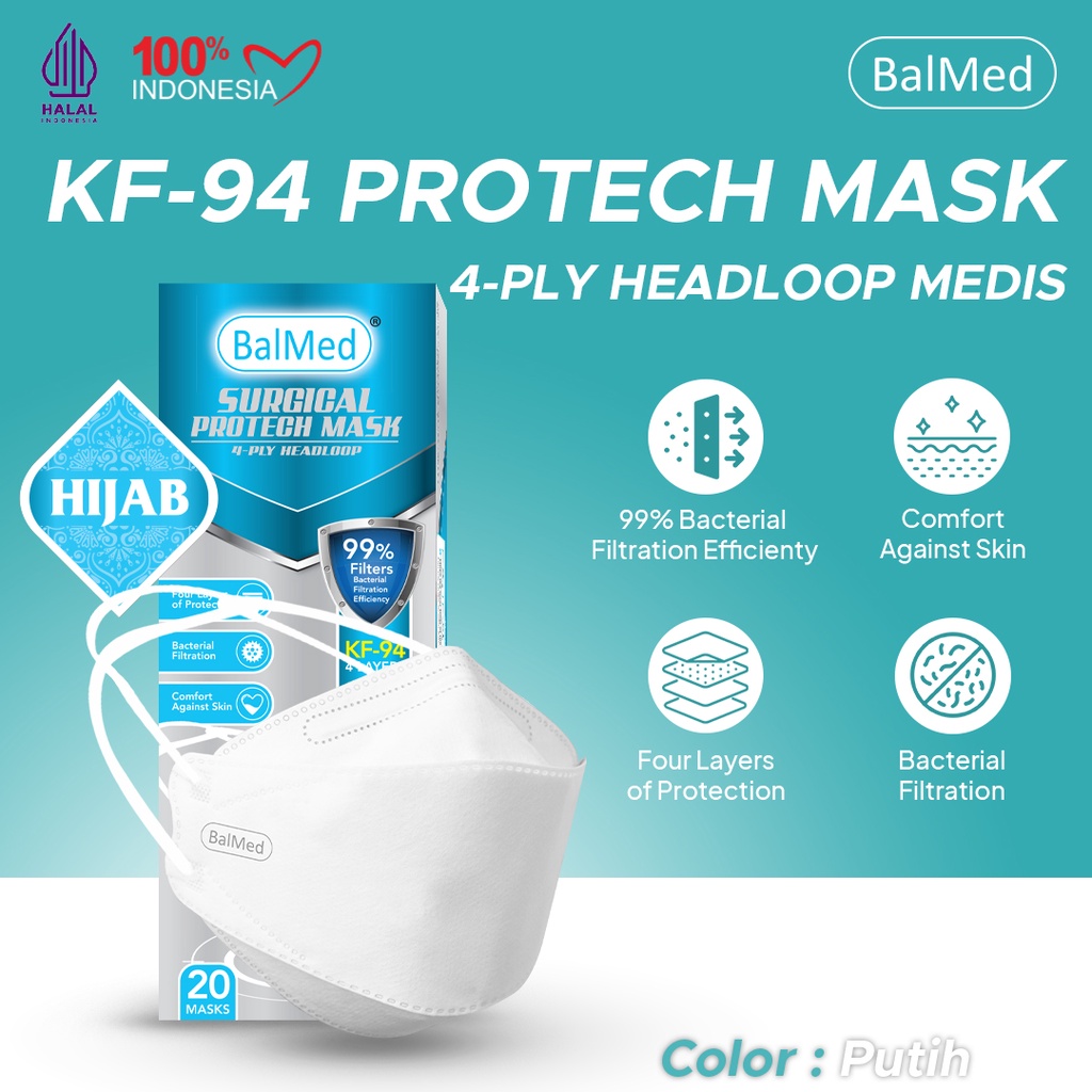 Masker KF94 BalMed 4-Ply Headloop Medical Face Mask- Color