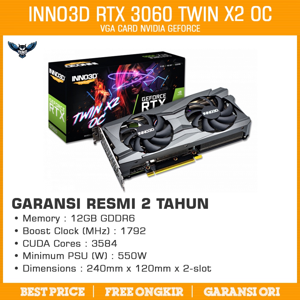 VGA Inno3D RTX 3060 12GB DDR6 Twin X2 OC Nvidia GeForce RTX3060 Inno