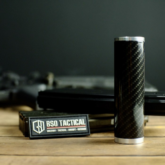 MAINAN & HOBI AKSESORIS AIRSOFT GUN TRIDENT CUSTOM MOCK SILENCER SLIM AEG 14MM CCW FLARE CARBON