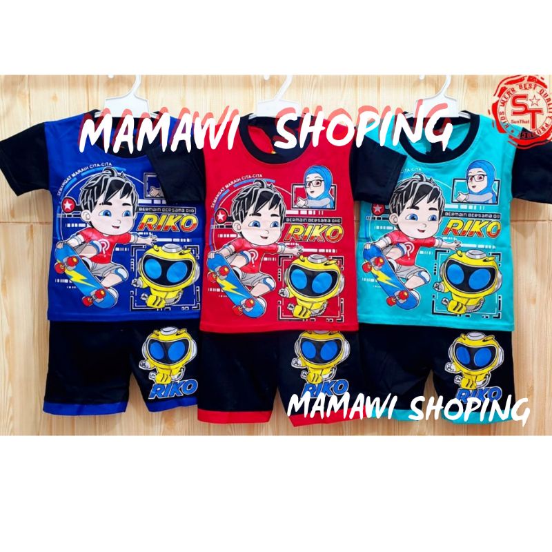 SETELAN BAJU ANAK LAKI-LAKI RIKO THE SERIES KARTUN / KAOS KARTUN RIKO THE SERIES / BIS COD
