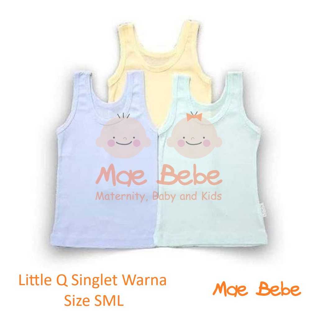 [Ukuran NB SML] Little Q Singlet Warna Mix Baby Kaos Dalam Bayi