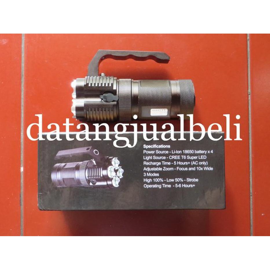 Senter LED 4 Quad Core Lamp Rechargeable 40W cree lampu sorot tools