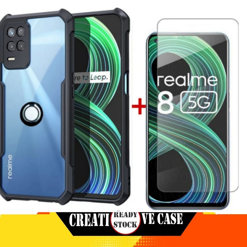 Case Realme 8 5G Shocprof Transparen Cincin Ringk+Tg Bening