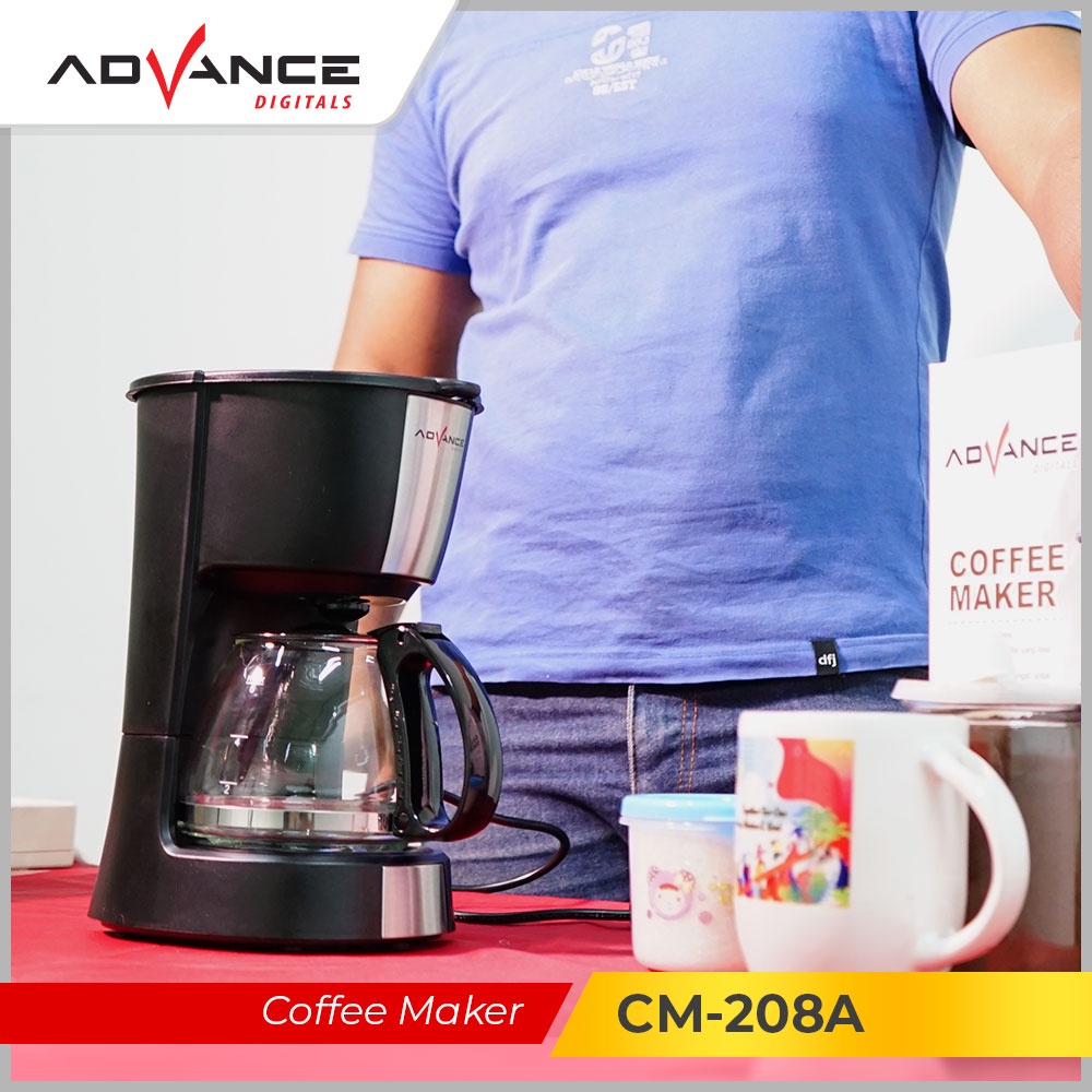 Advance Digitals Coffee Maker 0.6L Mesin Pembuat Kopi CM208A Garansi Resmi Advance Digitals 1 Tahun I Hitam