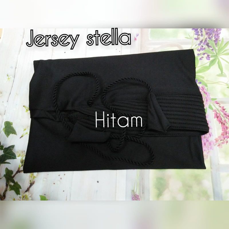 hijab jersey tali tambang/bergo jersey tali kepang/hijab jersey tali kepang/kerudung jersey tambang/hijab tali tambang polos variasi-Hitam jersey stela