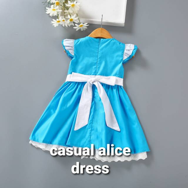 DRESS CASUAL ANAK ALICE / KOSTUM ANAK IMPORT / DRESS BIRU ANAK PEREMPUAN BAHAN TEBAL BAGUS