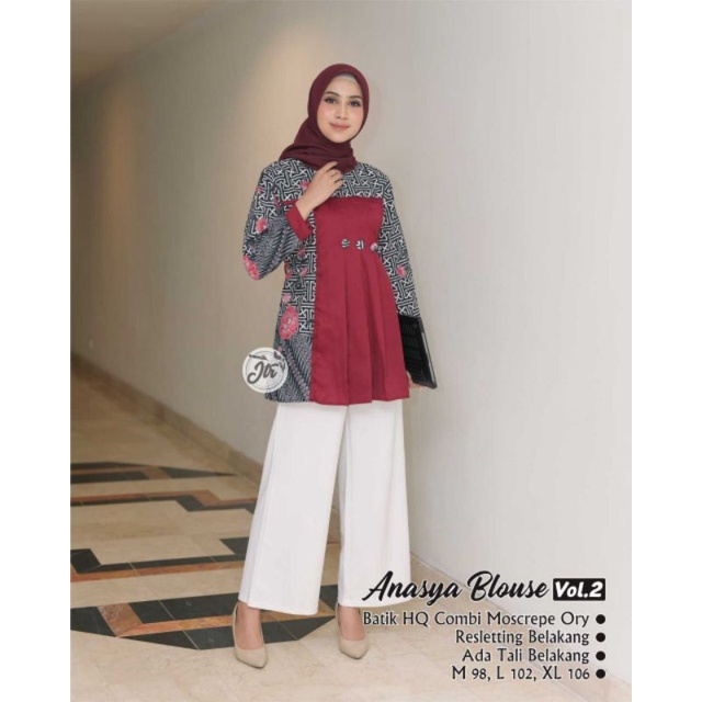 tey-17 Batik wanita ASJ SA HRB026 Kenongo Kemeja Tosca Pendek-DP 08