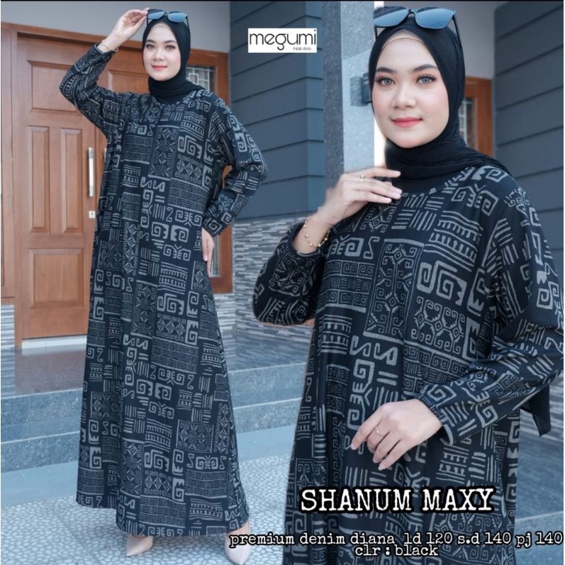 Shanum Maxi Premium Denim Diana Gamis Wanita