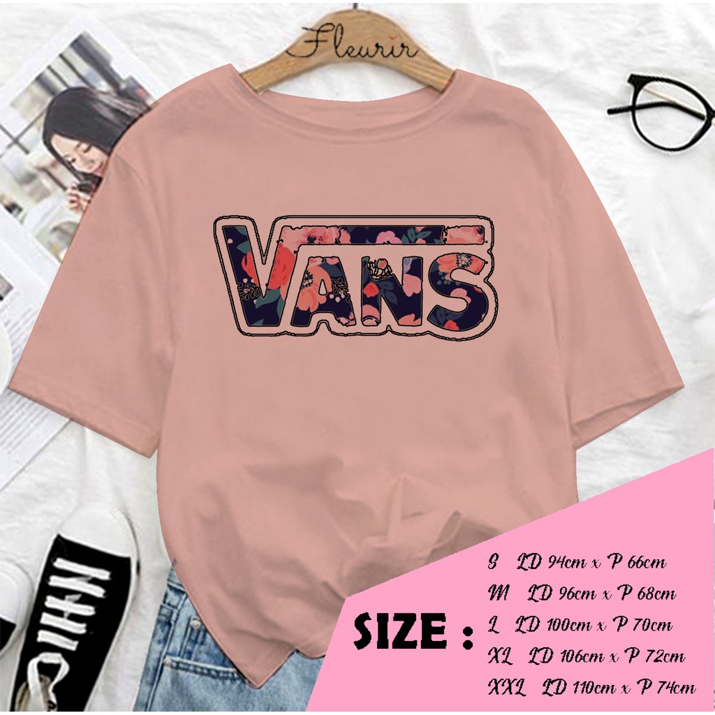 FLEURIR - KAOS VANS FLOWER WANITA DEWASA LENGAN PENDEK TEE UNISEX PRIA