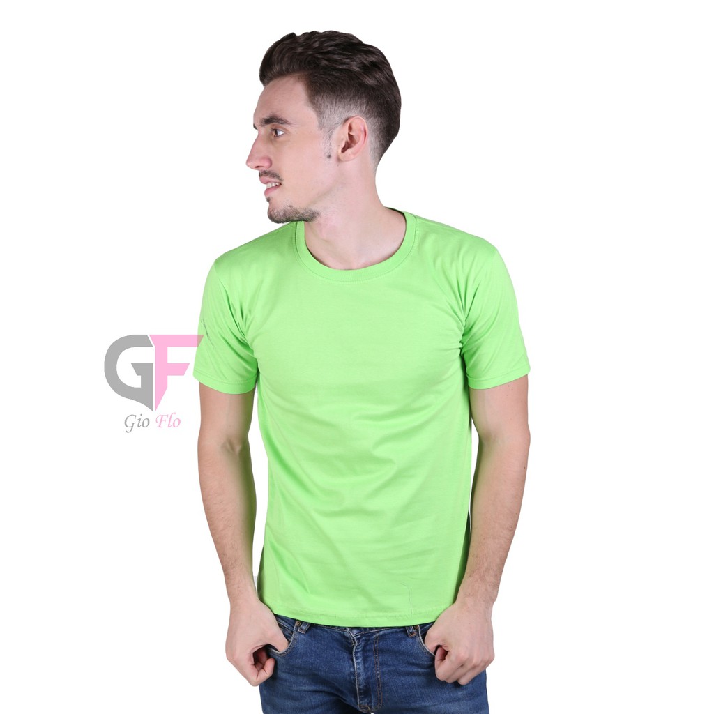 GIOFLO Kaos Polos O-Neck Pendek Tshirt Basic Simple Hijau Stabilo / PLS 27