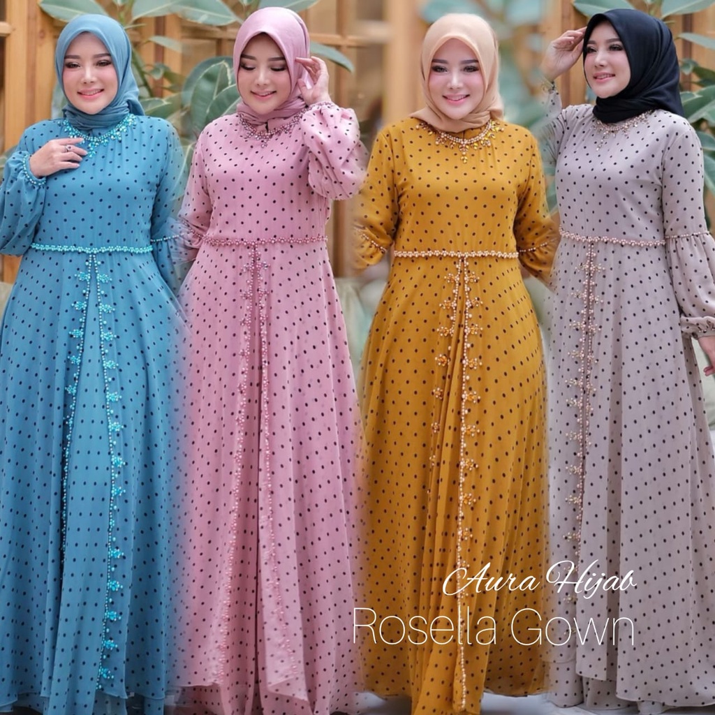 BK. ROSELA GOWN 2 ORIGINAL/AURA HIJAB/DRESS SERUTTY PAYET/BAJU PESTA PAYET MEWAH/FASHION MUSLIM/DRES