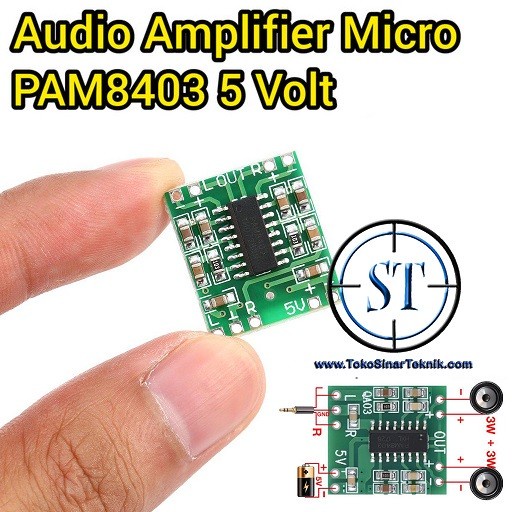 Kit - Potensio PAM8403 5V Stereo 2 Ch. 3W Mini Digital HiFi Amplifier Chip Modul 3 Watt PAM 8403 Modul Speaker Sound