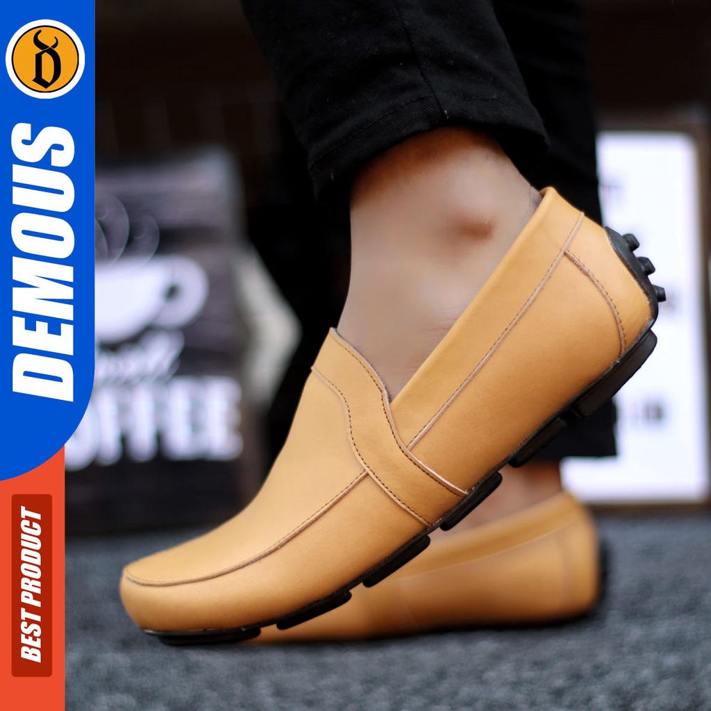 DEMOUS Videl - Sepatu Slip On Casual Pria Kulit Asli