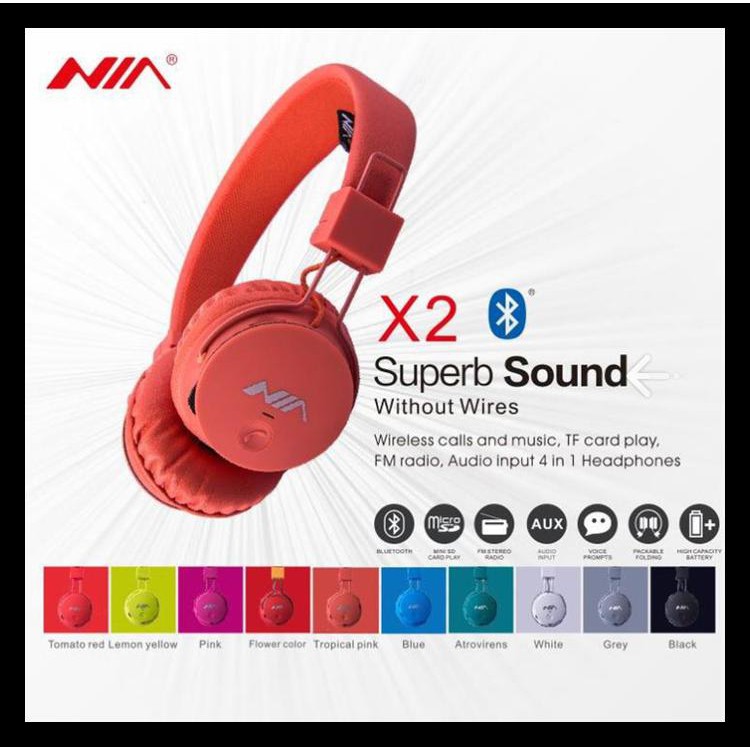 Headphone Bluetooth Nia - X2 - Putih BIG SALE