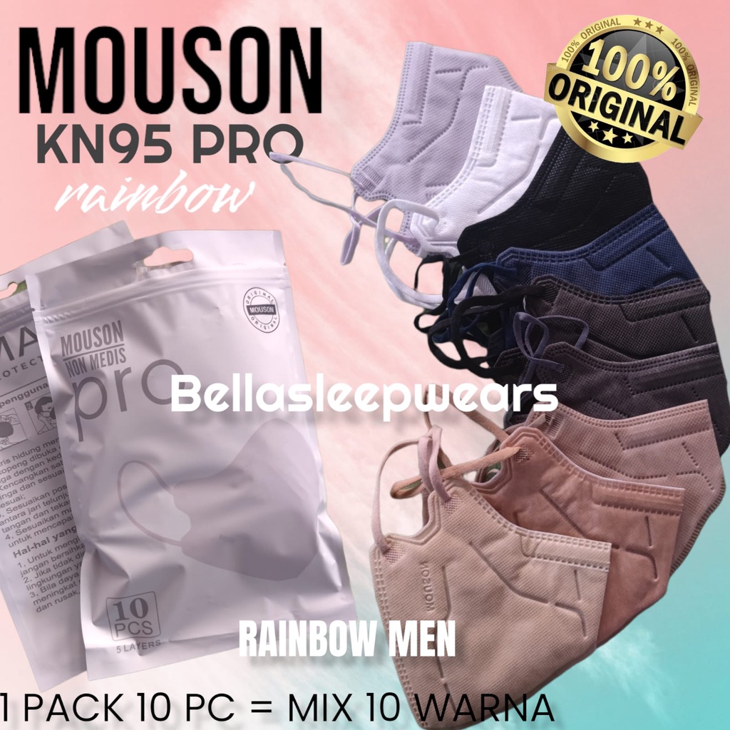 RAINBOW MIX KN95 PRO 5D MOUSON 5PLY -  MASKER KN95 PRO KOREA MOUSON ORIGINAL RAINBOW GRADATION GRADASI MIX