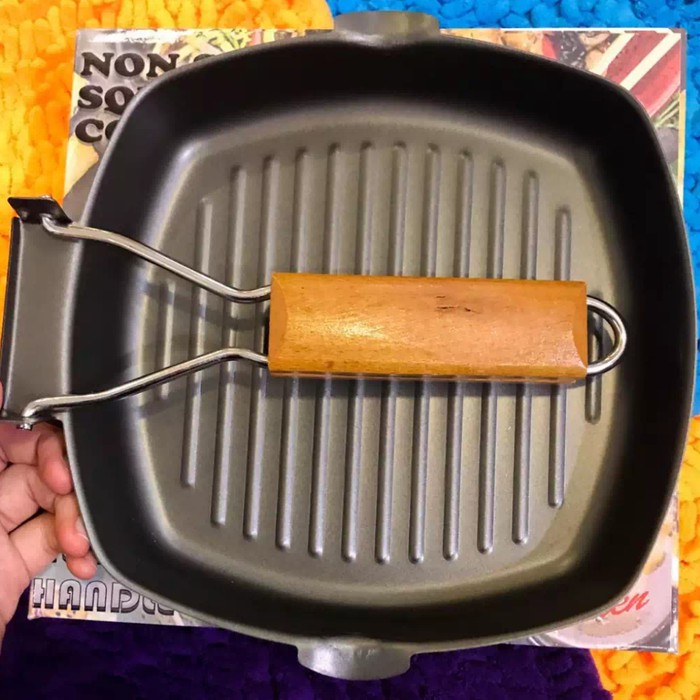 [COD] SQUARE GRILL PAN PANGGANGAN ALAT PEMANGGANG LIPAT