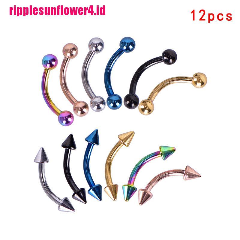 12pcs / set Anting Tindik Alis / Bibir / Tubuh Bentuk Barbel