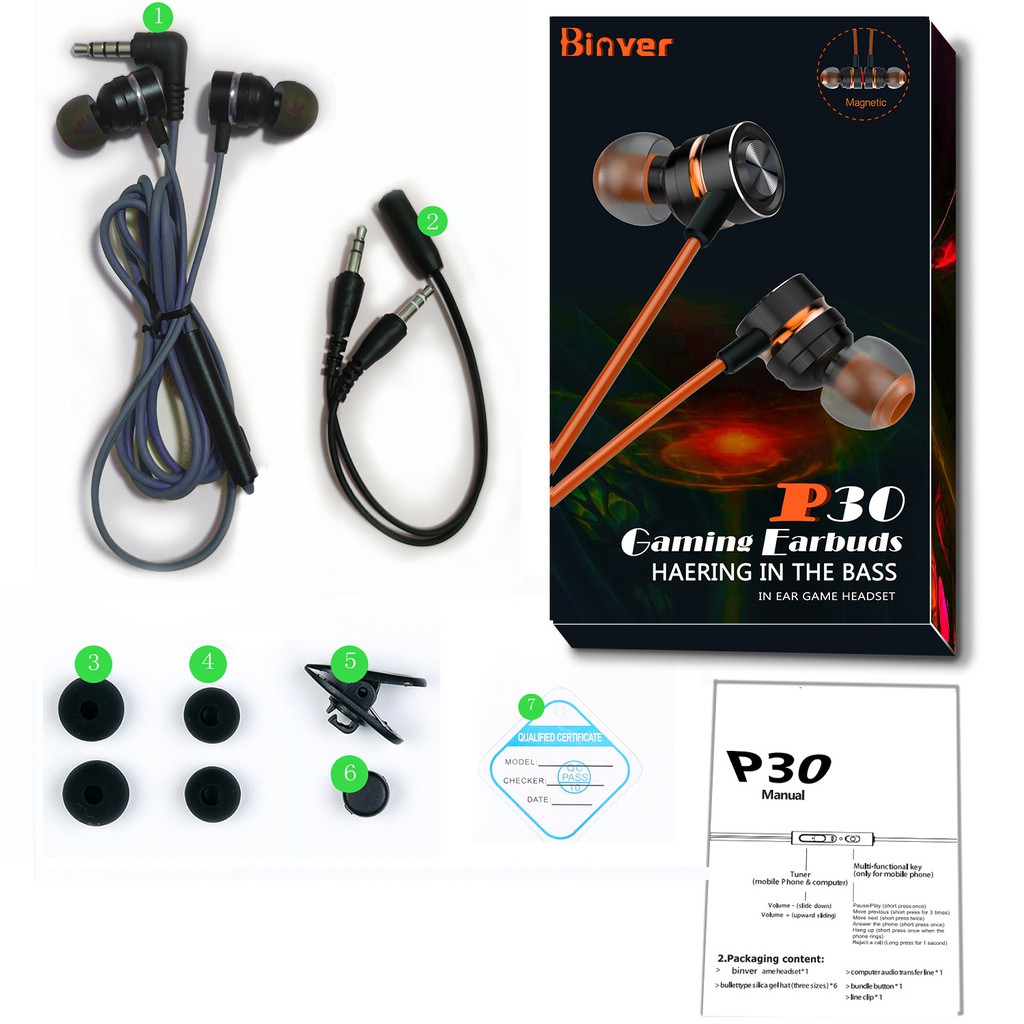 Binver P30 Bass Sport Headset With Microphone Gaming Earphone