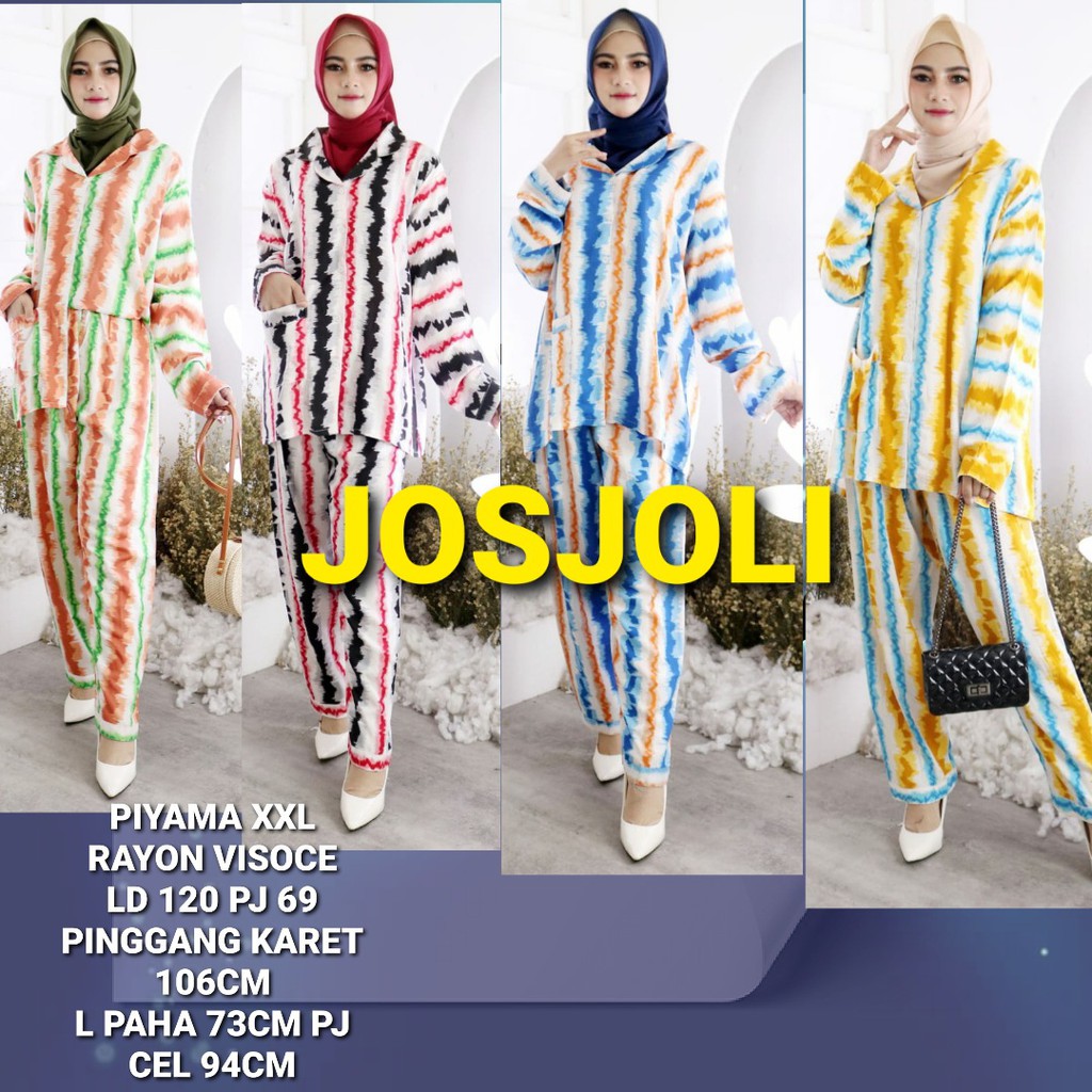 JOSOLI_STORE/Piyama FIZAH/Piyama Rayon Tie Dye XXL Kekinian/Pakaian Tidur Wanita Dewasa