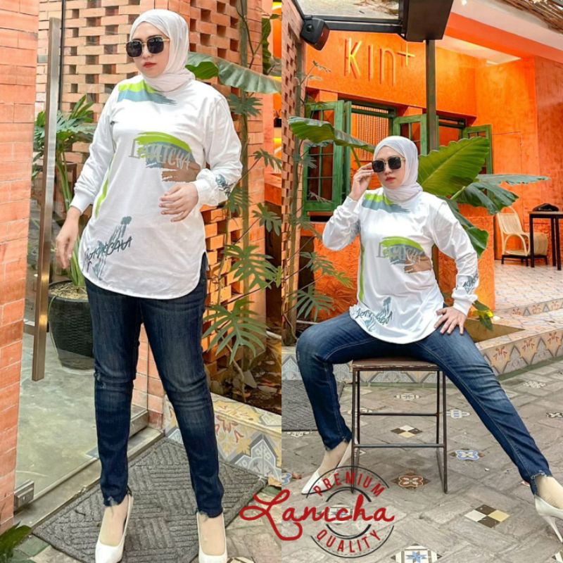 Atasan kaos wanita lengan panjang Top Lanicha Original premium Combed 24s Besr seller