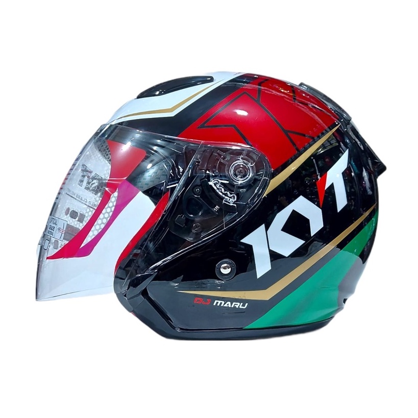 Helm KYT DJ MARU Motif Seri #17 Black Green Red Maroon Half Face ORIGINAL