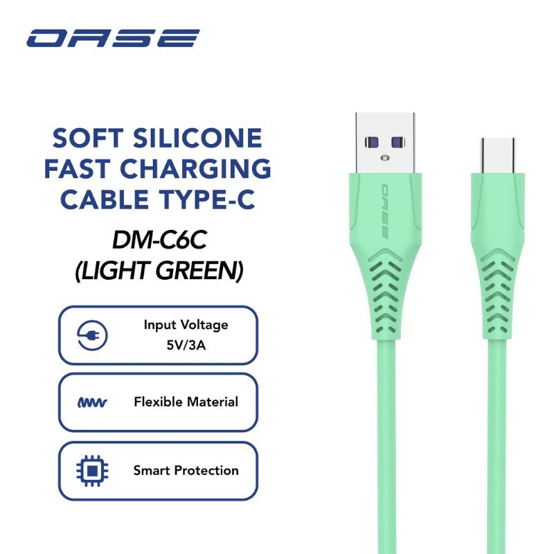 KABEL DATA TYPE C FAST CHARGING 3A 100CM OASE DM-C6C GARANSI 3 BULAN