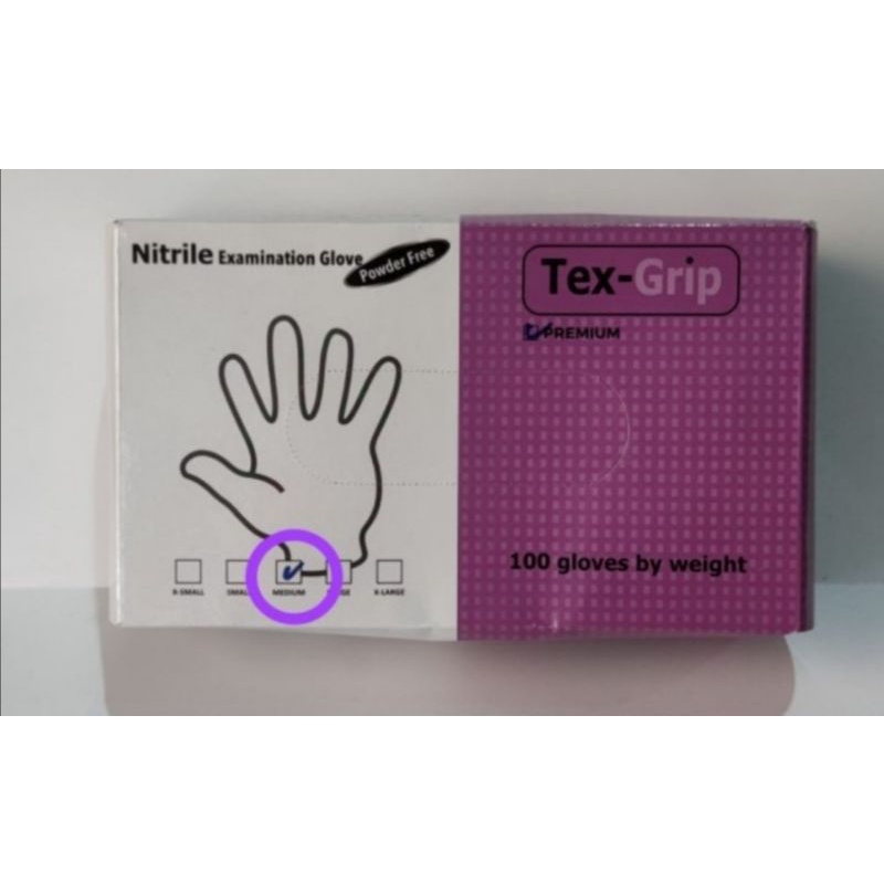 Sarung tangan  Nitrile Tex Grip Examination Gloves TexGrip kemenkes RI @100 pcs