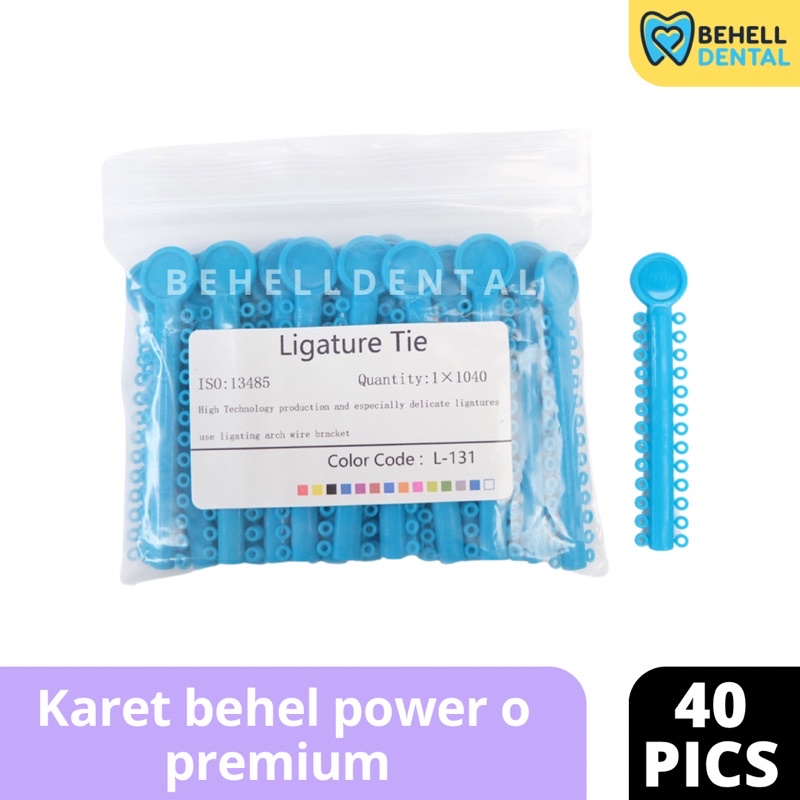 40pics KARET BEHEL MOTIF POWER O RING Bulat PREMIUM TEBAL LIGHT TOSCA NO.13 - 1 Pack Isi 40 Pics pcs Ligature Ties Dental Rubber Band Elastic Bracket Braces Ortho Gigi Permanen Motif Ring Bulat - Behelldental