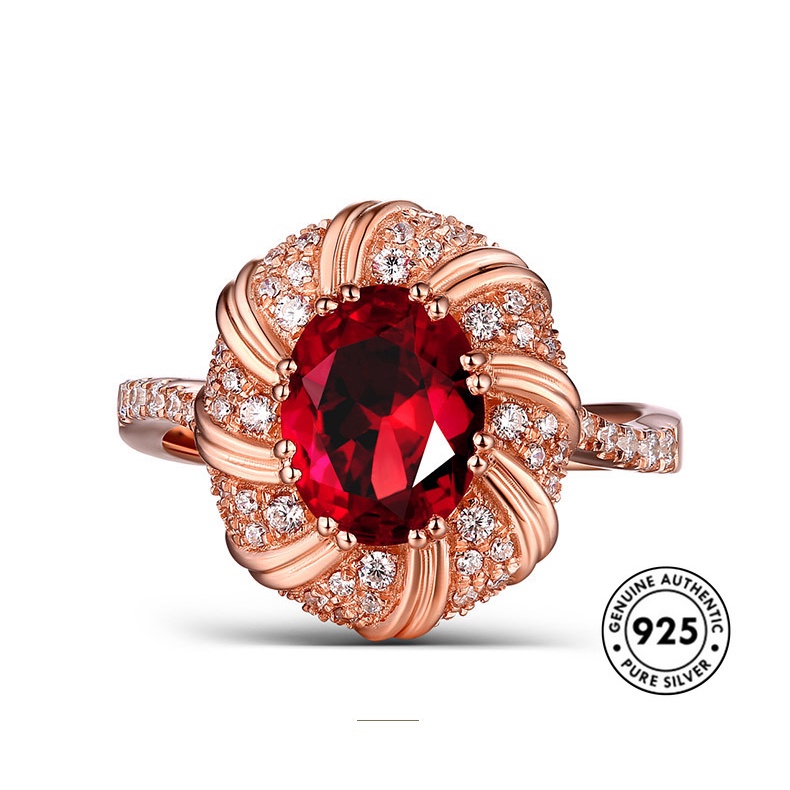 Cincin Ruby 18k Rose Gold S925 Silver