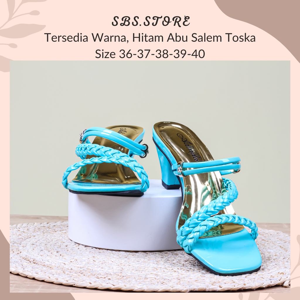 Sandal Kepang Wanita Heels 5cm/SendaL Pesta Kekinian High Heels Wedges Selop Hak Tahu Pesta Wanita Terbaru