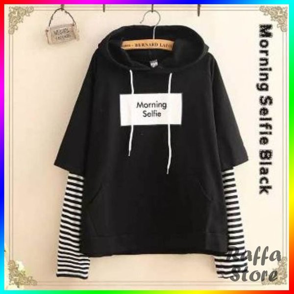 PROMO Sweater cewek Morning selfie babyterry sweater kekinian sweater wanita baju cewek murah