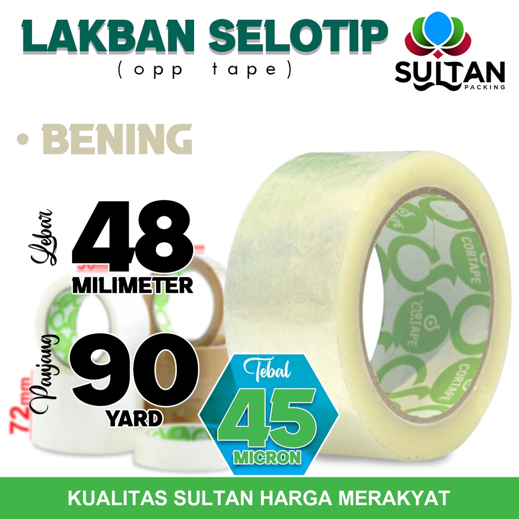 

Lakban Isolasi Selotip BENING 48mm x 90yard OPP Tape Plakban CORTAPE TERMURAH / SATUAN