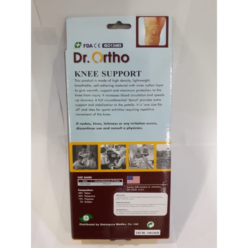 Support Dr. Ortho NS-725 Adjust Knee Support - Alat Terapi Deker Meningkatkan Sirkulasi Darah