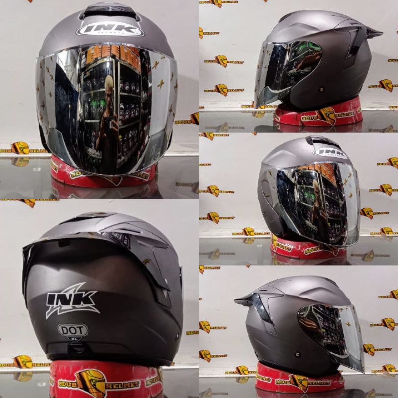 HELM INK DYNAMIC SOLID GREY DOFF/PAKET GANTENG 100% ORIGINAL SNI-DOT-GREY DOF/VENOM/SLVR