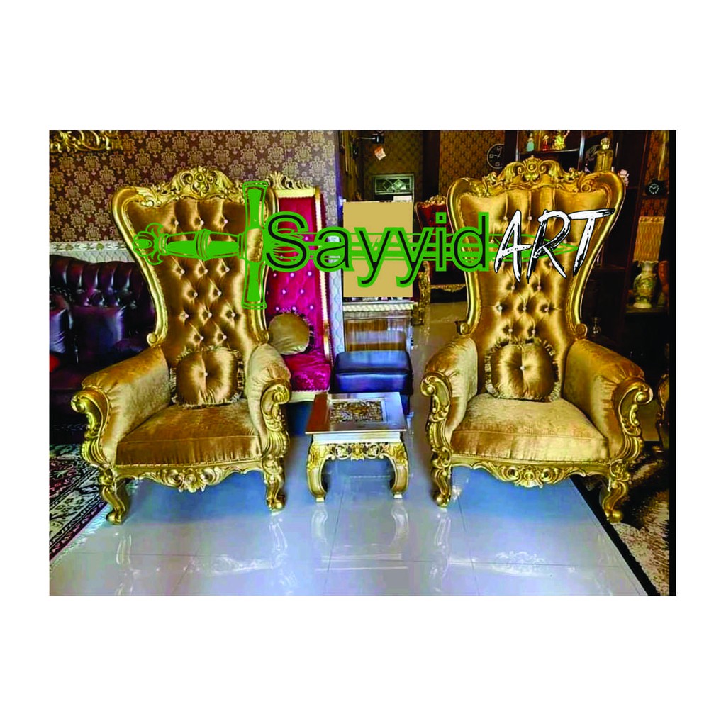 kursi tamu syahrini gold satu set plus meja