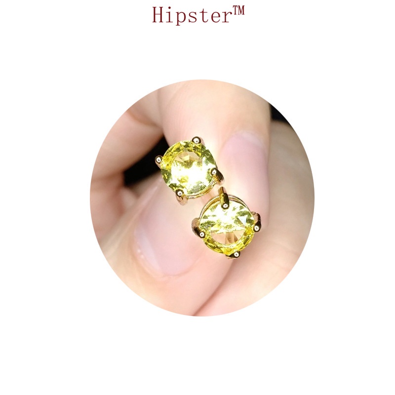 Classic Fashion Temperament Inlaid Natural Yellow Gem round Studs