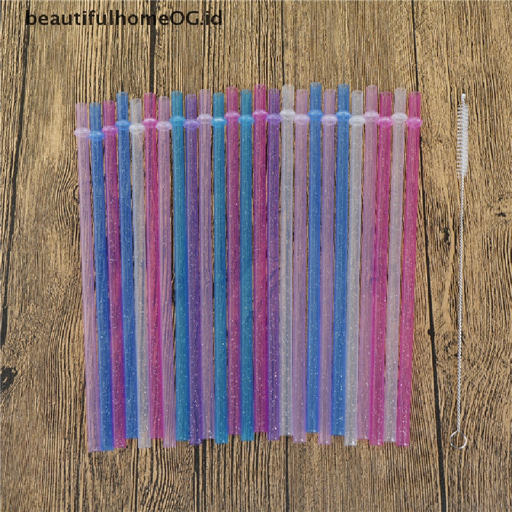 25 Pcs Sedotan Minum Bahan Plastik Motif Garis Warna-Warni Untuk Pesta Pernikahan