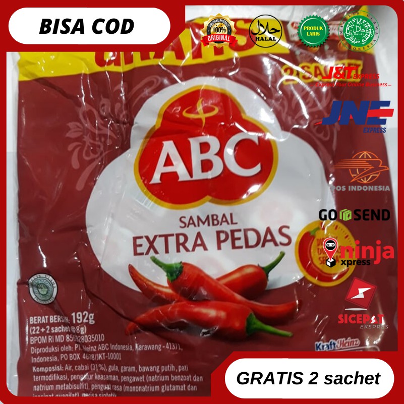 

Sambel Stik ABC Extra Pedas Berat 192 gram /pack isi 22 sachet + 2