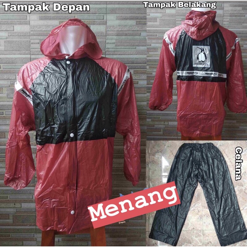 Jas Hujan Setelan Jaket Celana Penguins Kombinasi Batman Size XL Bahan 100% PVC Ringan dan Praktis