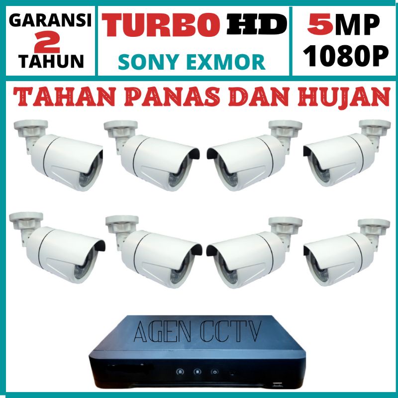 Paket cctv 8 channel 8 kamera 5mp 1080p ic sony turbo hd komplit siap pasang