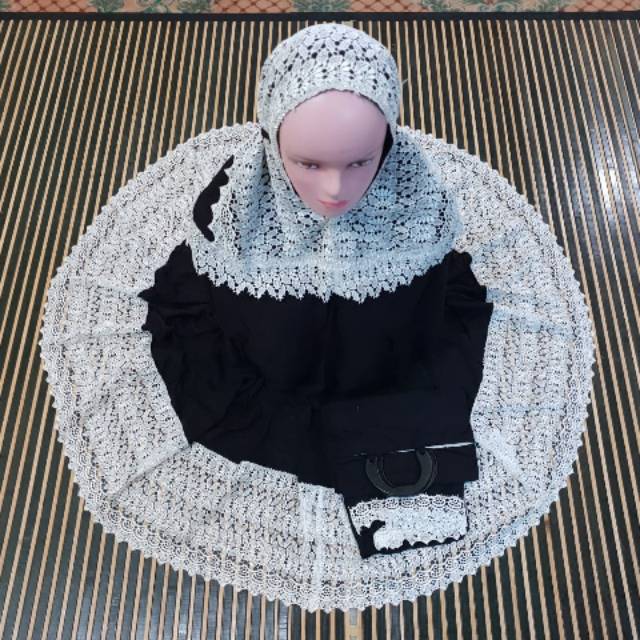 mukena katun rayon hitam